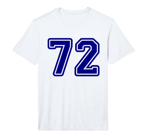 Number 72 Blue Sports Team Varsity T-Shirt - Minimalist Print for Adults - T-Shirt, Sweatshirt, Hoodie