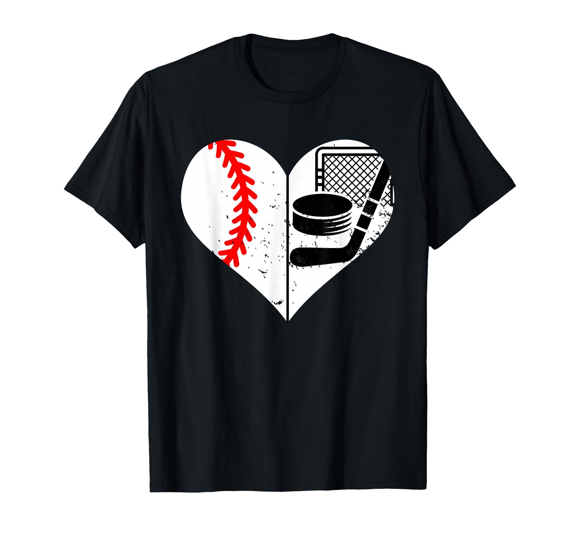 Baseball Hockey Heart Funny Baseball T-Shirt - Graphic Print for Adults - T-Shirt, Sweatshirt, Hoodie