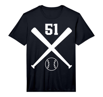 Baseball Softball Number 51 Performance T-Shirt - Minimalist Print Unisex - T-Shirt, Sweatshirt, Hoodie