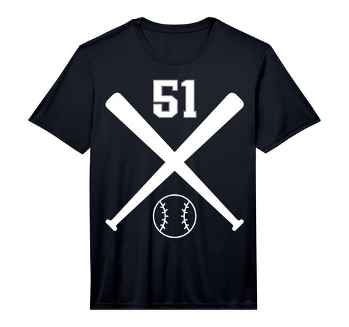 Baseball Softball Number 51 Performance T-Shirt - Minimalist Print Unisex - T-Shirt, Sweatshirt, Hoodie