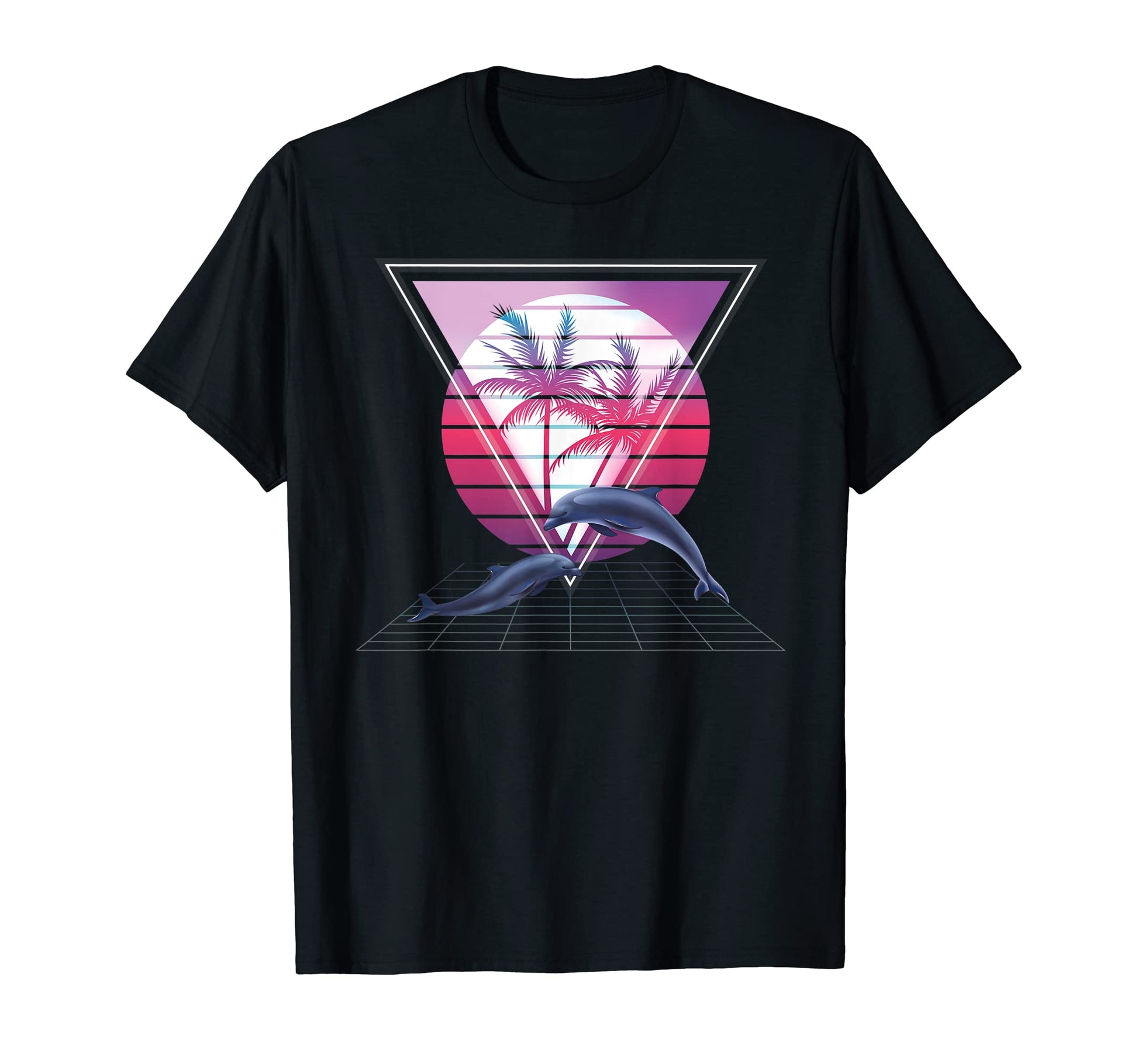 Dolphin 80S Hypnotic Triangle Sunset 80S T-Shirt - Streetwear Style Unisex - T-Shirt, Sweatshirt, Hoodie