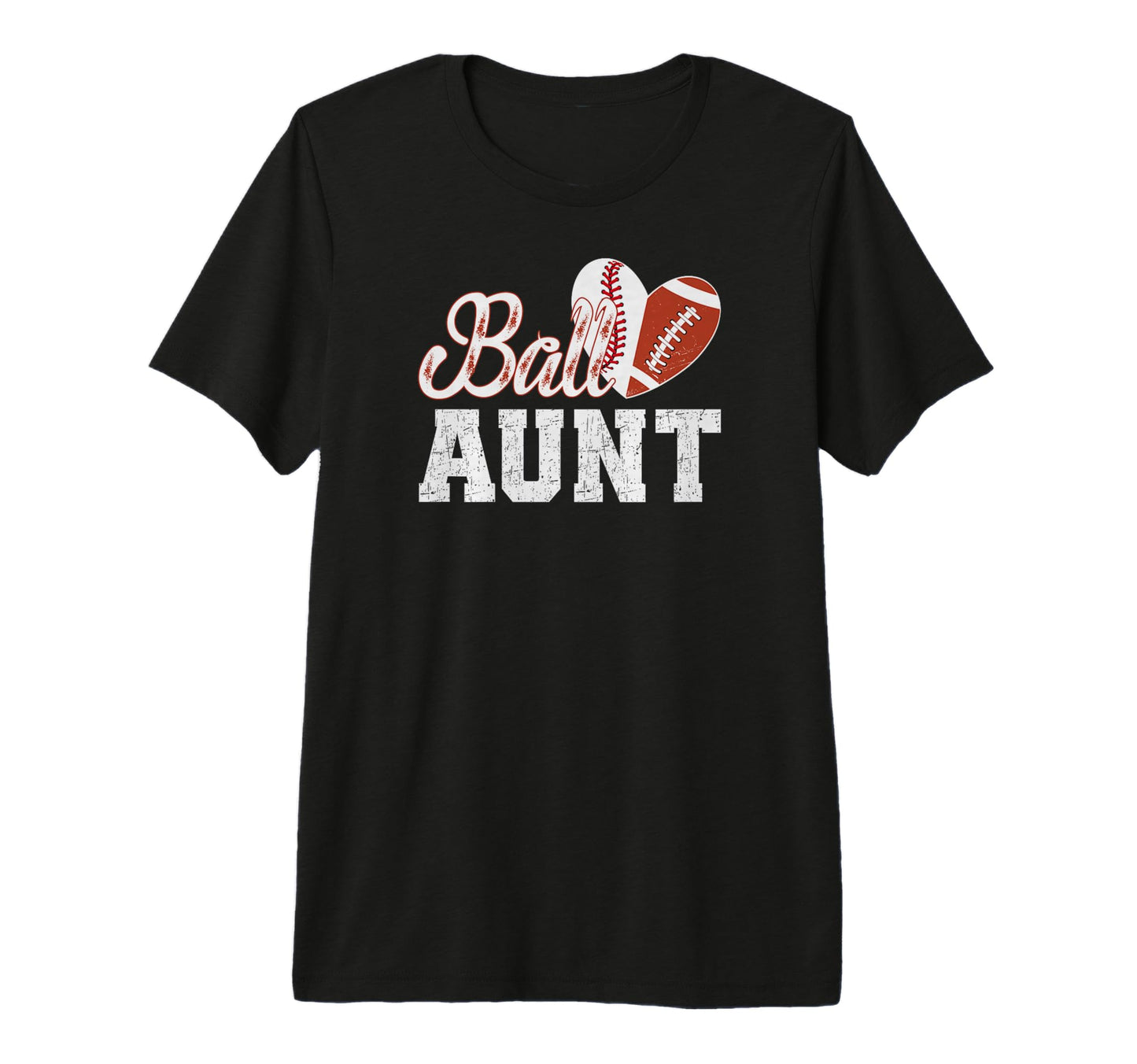 Ball Aunt Heart Baseball Football T-Shirt - Aesthetic Graphic Men Women - T-Shirt, Sweatshirt, Hoodie
