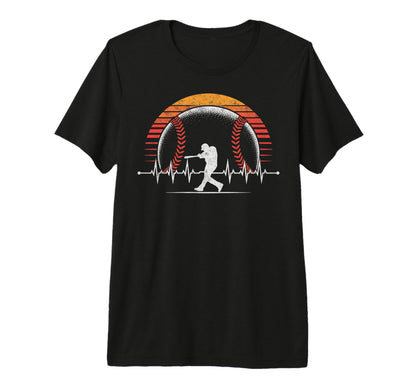 Baseball Player Heartbeat Coach Dad T-Shirt - Casual Everyday Wear Unisex - T-Shirt, Sweatshirt, Hoodie