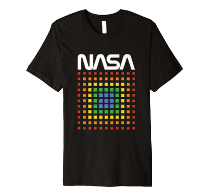 Nasa Rainbow Squares Technicolor Grid Logo T-Shirt - Graphic Print Unisex - T-Shirt, Sweatshirt, Hoodie