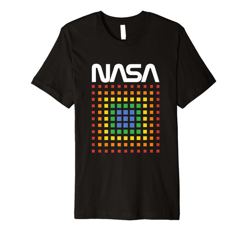 Nasa Rainbow Squares Technicolor Grid Logo T-Shirt - Graphic Print Unisex - T-Shirt, Sweatshirt, Hoodie
