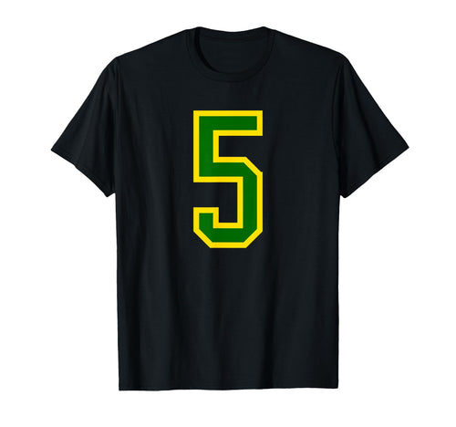 Green Yellow Sports Team Number 5 T-Shirt - Trendy Graphic for Adults - T-Shirt, Sweatshirt, Hoodie