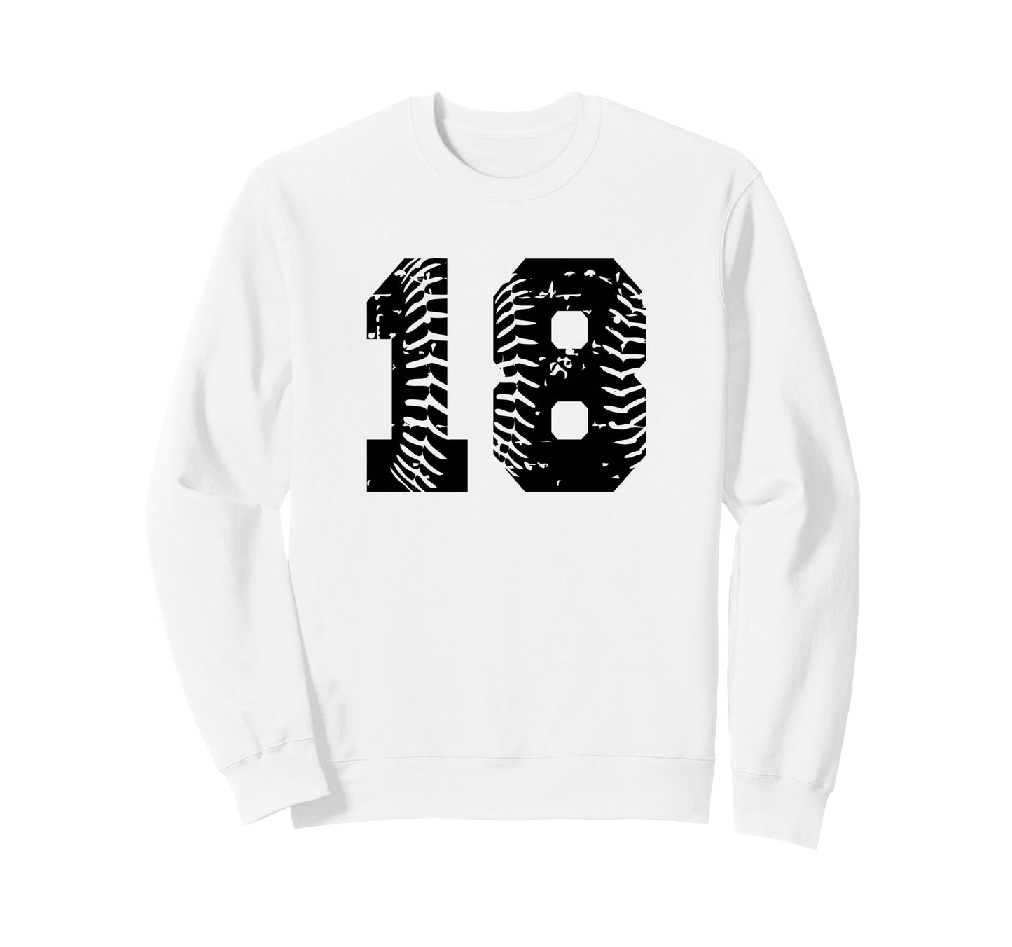 Baseball Softball Number 18 Sweatshirt - Unique Graphic for Adults - T-Shirt, Sweatshirt, Hoodie