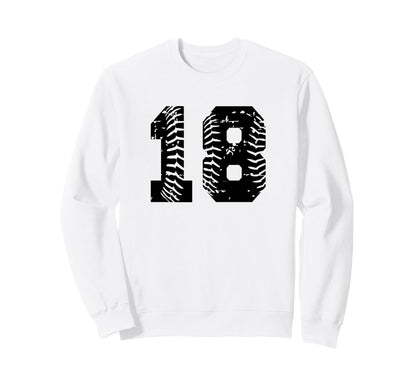 Baseball Softball Number 18 Sweatshirt - Unique Graphic for Adults - T-Shirt, Sweatshirt, Hoodie
