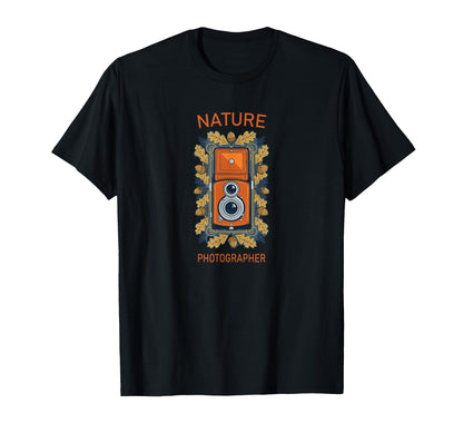 Nature Photographer Camera Fall Leaves T-Shirt - Graphic Print Men Women - T-Shirt, Sweatshirt, Hoodie