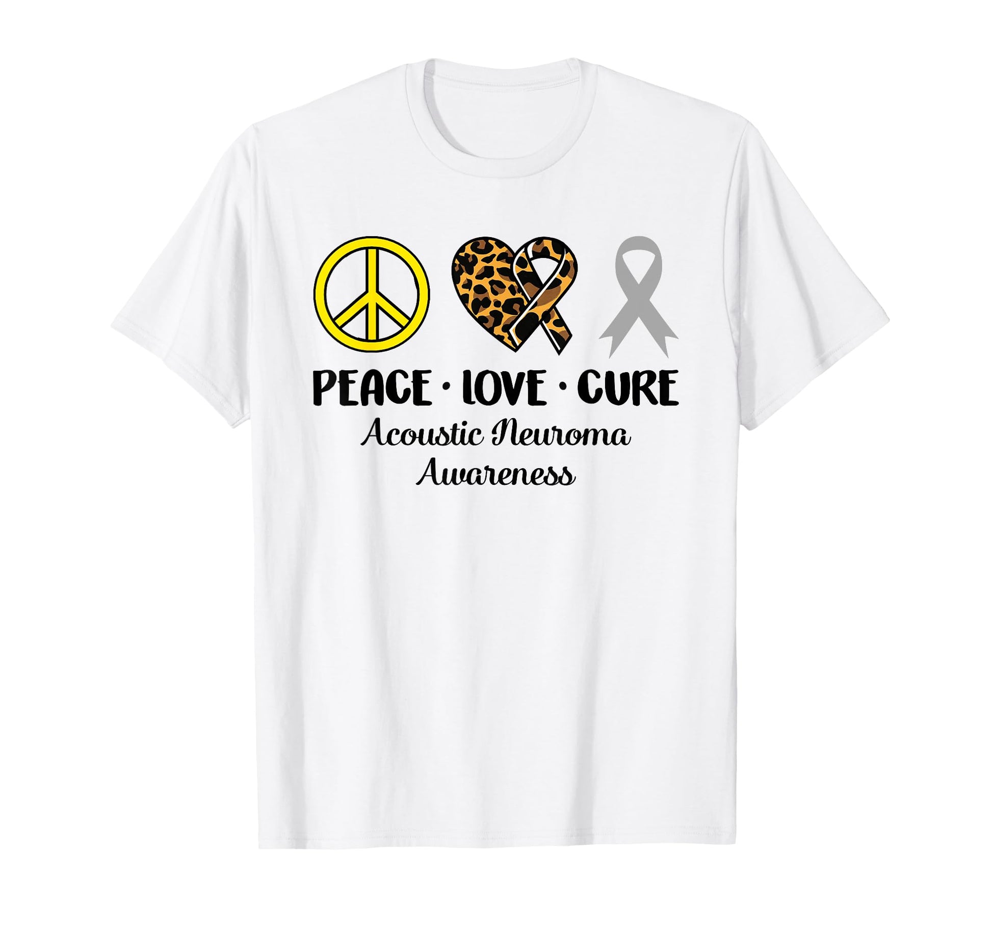 Acoustic Neuroma Awareness Peace Love T-Shirt - Streetwear Style Unisex - T-Shirt, Sweatshirt, Hoodie