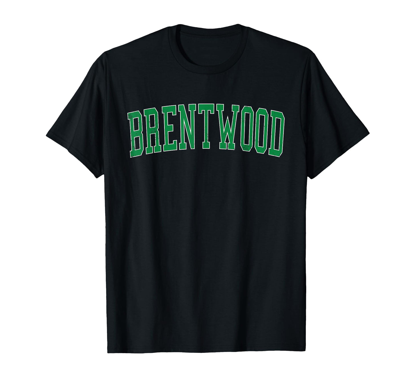 Brentwood Ny Distressed Green Varsity T-Shirt - Novelty Apparel for Adults - T-Shirt, Sweatshirt, Hoodie