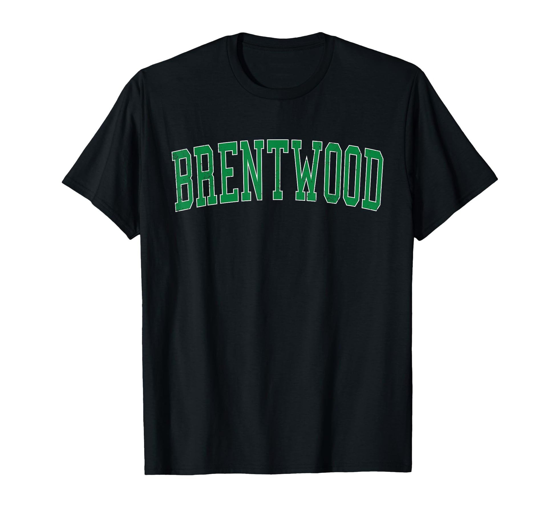 Brentwood Ny Distressed Green Varsity T-Shirt - Novelty Apparel for Adults - T-Shirt, Sweatshirt, Hoodie