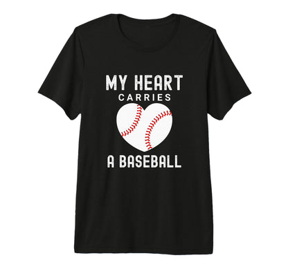 Baseball Mom Life My Heart Carries T-Shirt - Novelty Apparel for Adults - T-Shirt, Sweatshirt, Hoodie