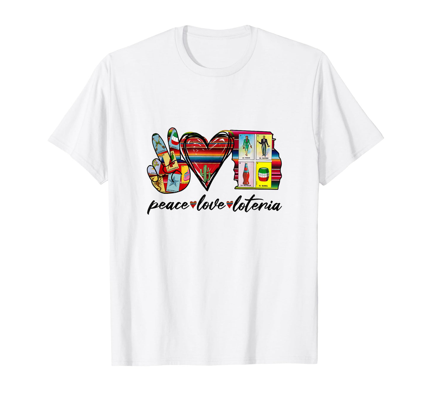 Peace Love Lottery Mexican Bingo T-Shirt - Fun Novelty Design Men Women - T-Shirt, Sweatshirt, Hoodie