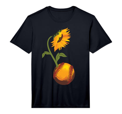 Softball Sunflower Gift Sports Flower T-Shirt - Custom Art Print Unisex - T-Shirt, Sweatshirt, Hoodie