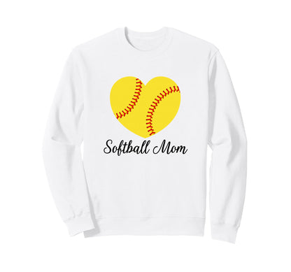 Softball Mom Heart Softball Funny Sweatshirt - Custom Art Print Unisex - T-Shirt, Sweatshirt, Hoodie