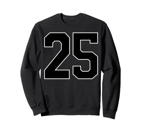 Black Sports Team Number 25 Fan Sweatshirt - Minimalist Print Men Women - T-Shirt, Sweatshirt, Hoodie