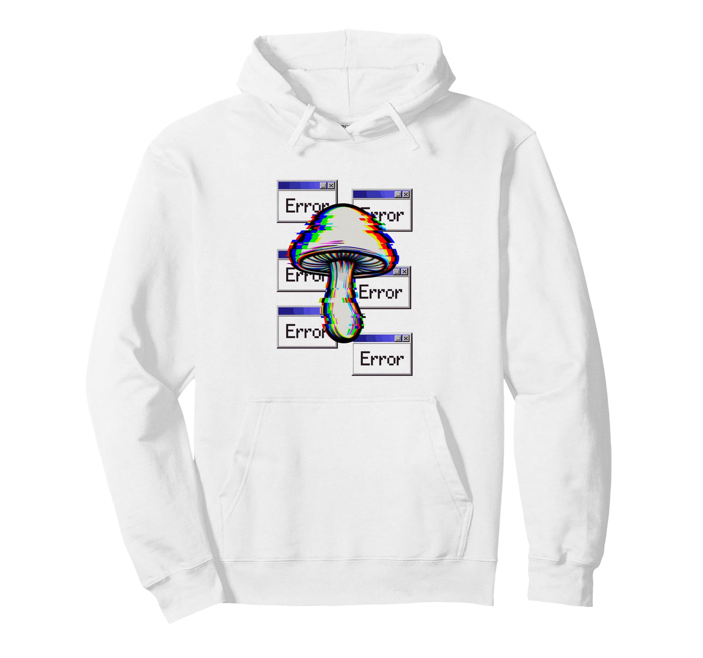 Error Mushroom Glitch Effect Trippy Hoodie - Graphic Print Men Women - T-Shirt, Sweatshirt, Hoodie