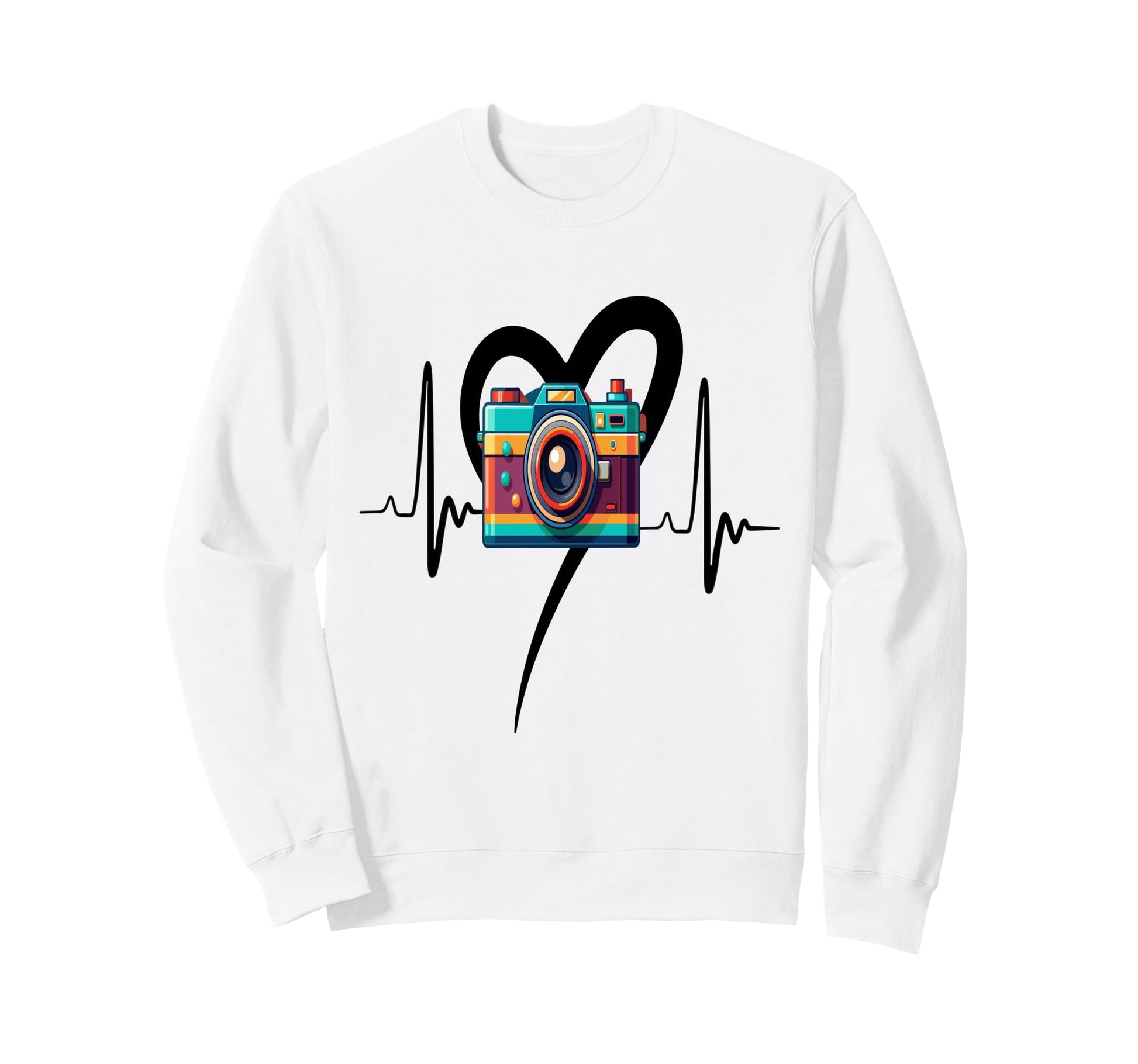 Womens Funny Camera Heartbeat Sweatshirt - Fun Novelty Design for Adults - T-Shirt, Sweatshirt, Hoodie