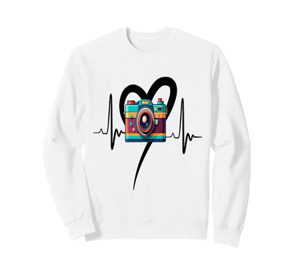 Womens Funny Camera Heartbeat Sweatshirt - Fun Novelty Design for Adults - T-Shirt, Sweatshirt, Hoodie