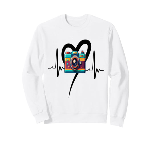 Womens Funny Camera Heartbeat Sweatshirt - Fun Novelty Design for Adults - T-Shirt, Sweatshirt, Hoodie