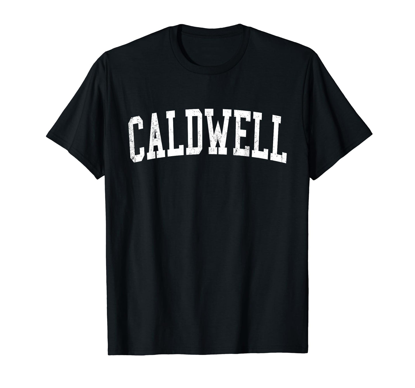 Caldwell Id Distressed White Varsity T-Shirt - Graphic Print for Adults - T-Shirt, Sweatshirt, Hoodie