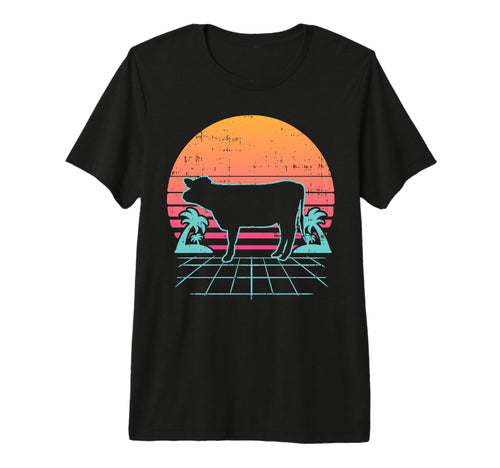 Cow Vaporwave Aesthetic 80S Farm Animal T-Shirt - Graphic Print Unisex - T-Shirt, Sweatshirt, Hoodie