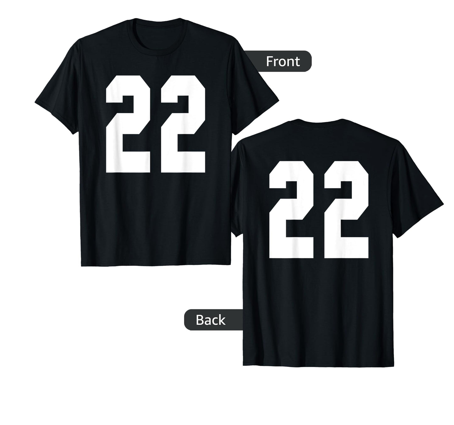 22 Team Sports Jersey Front Back Number T-Shirt - Custom Art Print Unisex - T-Shirt, Sweatshirt, Hoodie