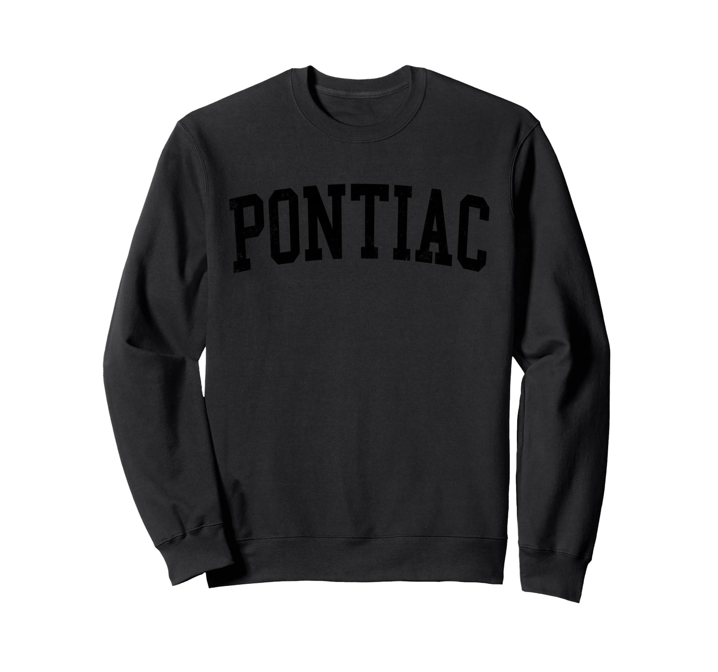 Pontiac Mi Distressed Black Varsity Sweatshirt - Minimalist Print Unisex - T-Shirt, Sweatshirt, Hoodie