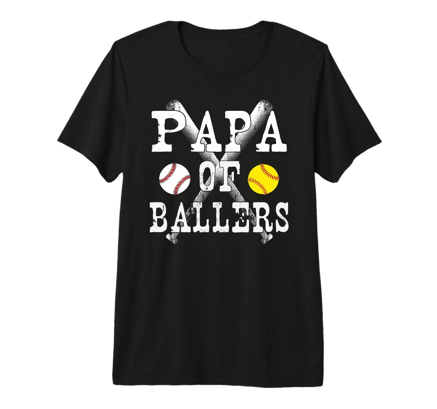 Papa Ballers Funny Baseball Softball T-Shirt - Custom Art Print Unisex - T-Shirt, Sweatshirt, Hoodie