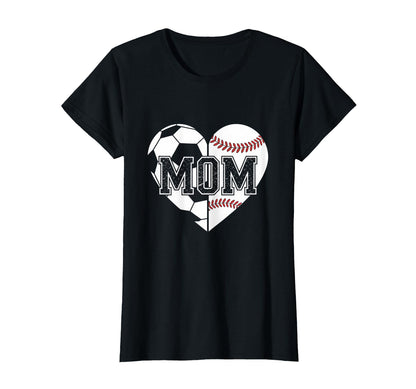Proud Mom Heart Soccer Baseball Lover T-Shirt - Unique Graphic Unisex - T-Shirt, Sweatshirt, Hoodie