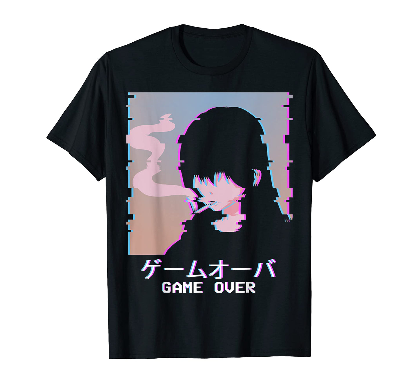 Japanese Vaporwave Sad Anime Game T-Shirt - Minimalist Print for Adults - T-Shirt, Sweatshirt, Hoodie