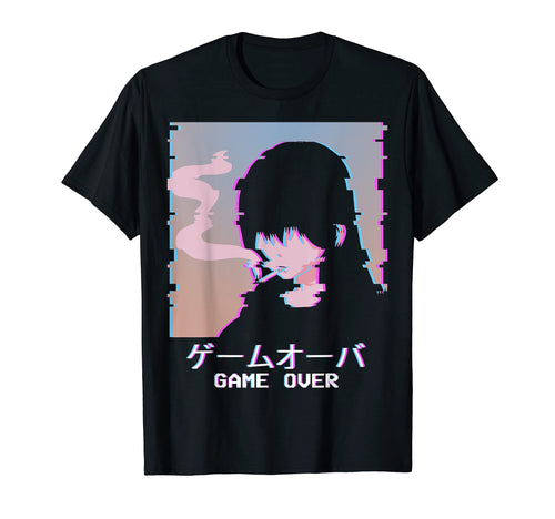 Japanese Vaporwave Sad Anime Game T-Shirt - Minimalist Print for Adults - T-Shirt, Sweatshirt, Hoodie