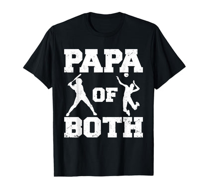 Papa Both Funny Baseball Volleyball Papa T-Shirt - Trendy Graphic Unisex - T-Shirt, Sweatshirt, Hoodie