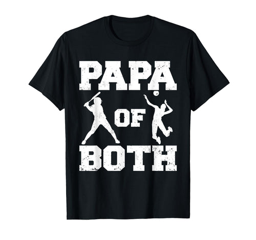Papa Both Funny Baseball Volleyball Papa T-Shirt - Trendy Graphic Unisex - T-Shirt, Sweatshirt, Hoodie