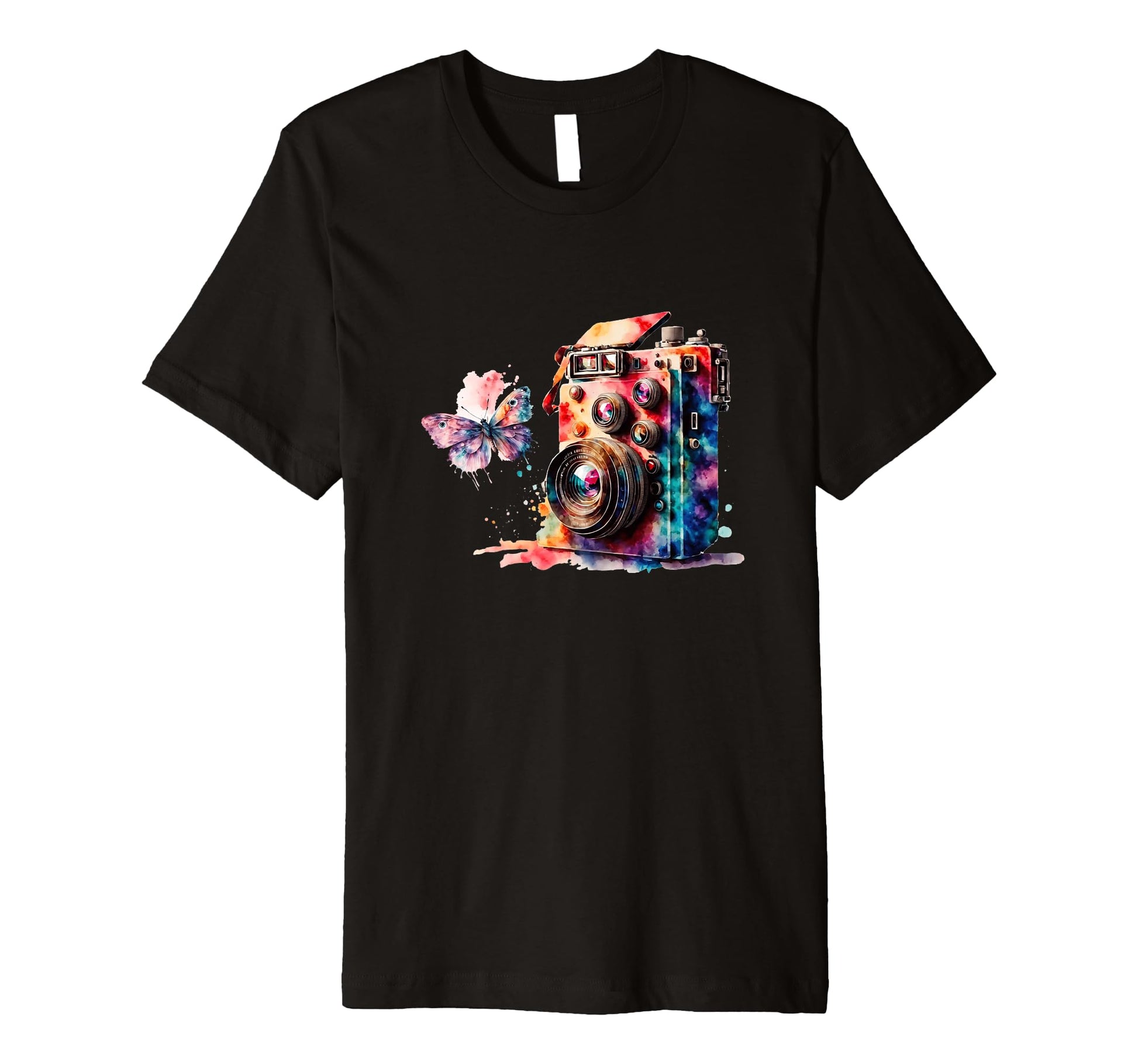 Color Splash Camera Butterfly T-Shirt - Casual Everyday Wear Men Women - T-Shirt, Sweatshirt, Hoodie