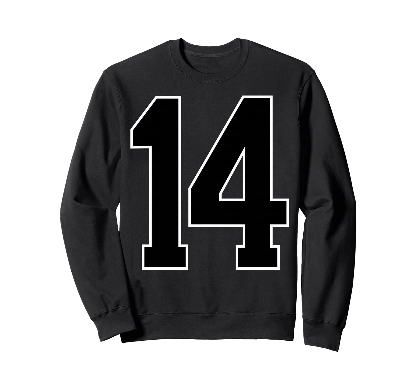 Black Sports Team Number 14 Fan Sweatshirt - Aesthetic Graphic Unisex - T-Shirt, Sweatshirt, Hoodie