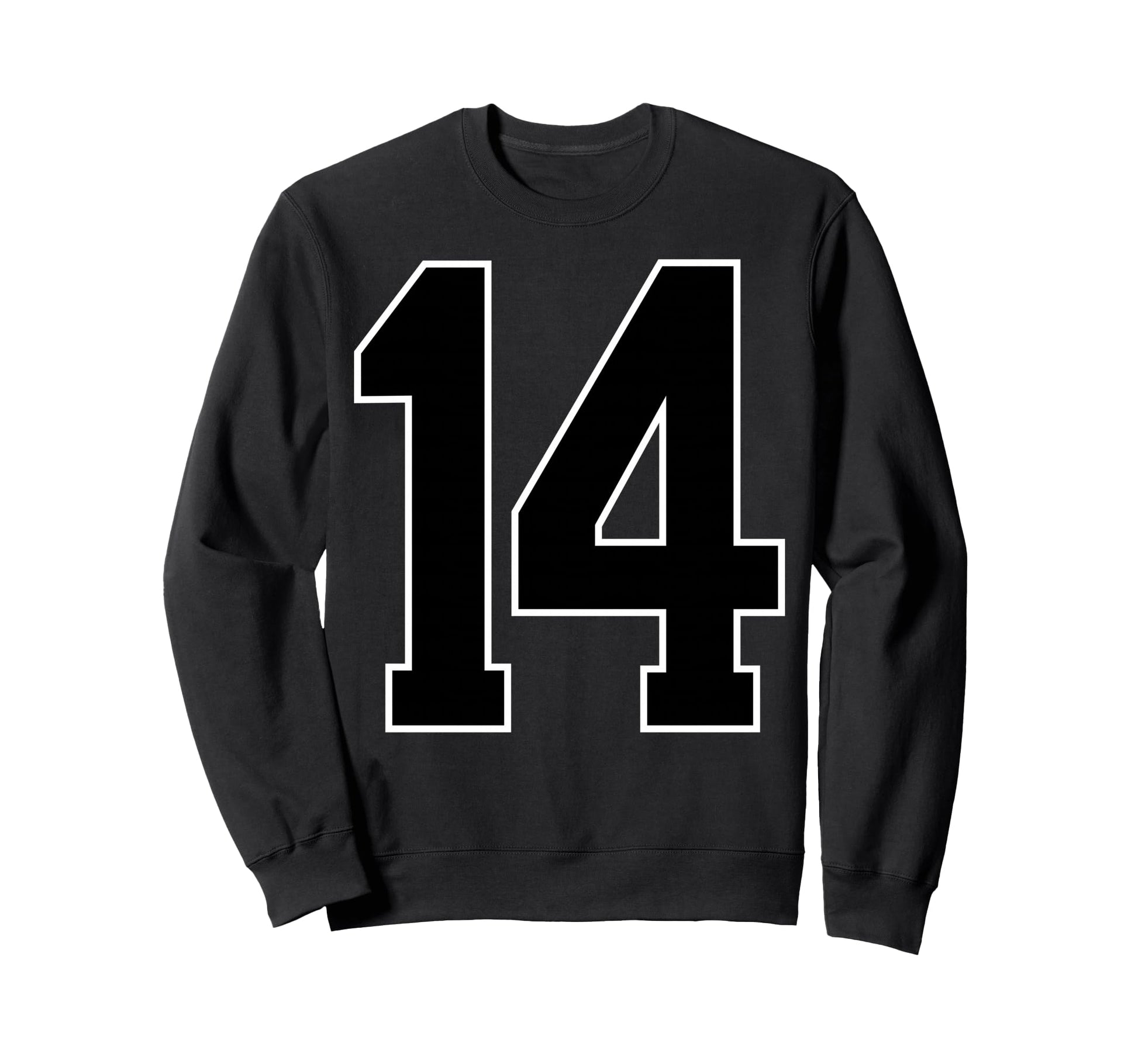 Black Sports Team Number 14 Fan Sweatshirt - Aesthetic Graphic Unisex - T-Shirt, Sweatshirt, Hoodie