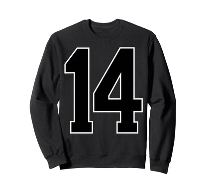 Black Sports Team Number 14 Fan Sweatshirt - Aesthetic Graphic Unisex - T-Shirt, Sweatshirt, Hoodie