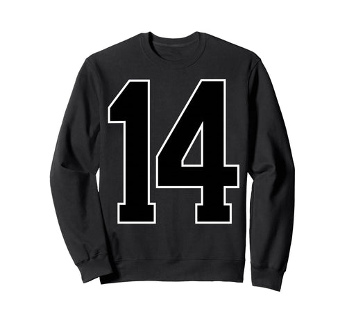 Black Sports Team Number 14 Fan Sweatshirt - Aesthetic Graphic Unisex - T-Shirt, Sweatshirt, Hoodie