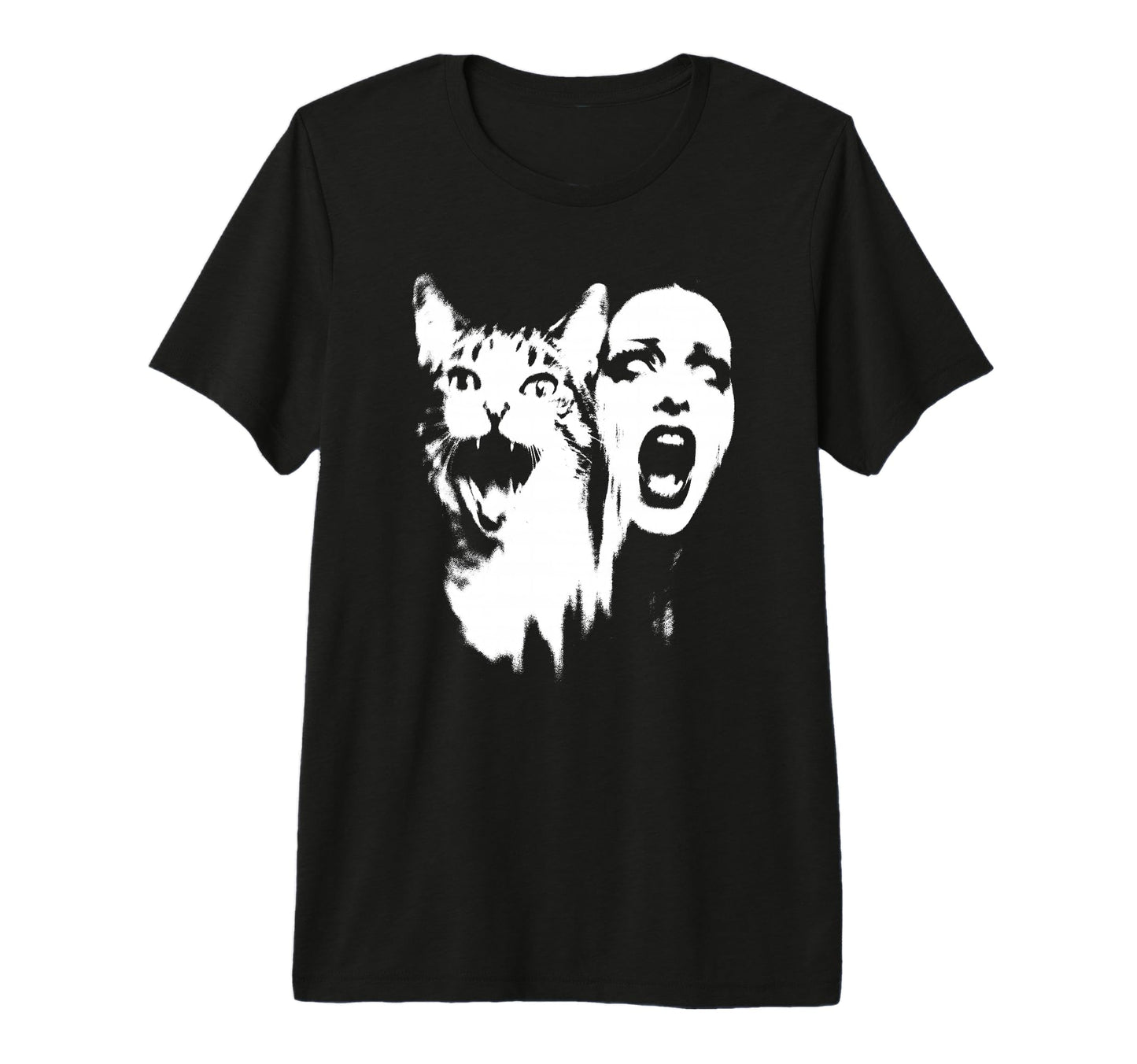 Punk And Cat Grunge 90S Distressed T-Shirt - Minimalist Print for Adults - T-Shirt, Sweatshirt, Hoodie