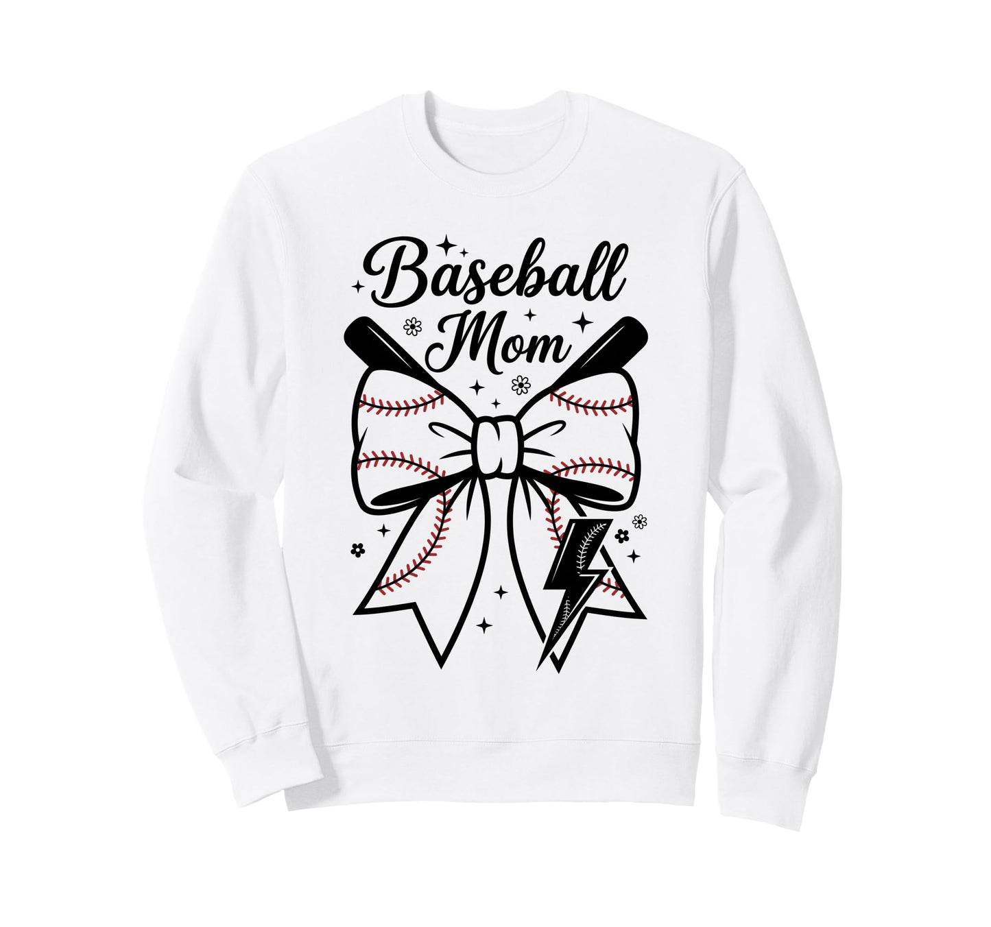 Proud Baseball Mother Bow Bats Sweatshirt - Minimalist Print for Adults - T-Shirt, Sweatshirt, Hoodie