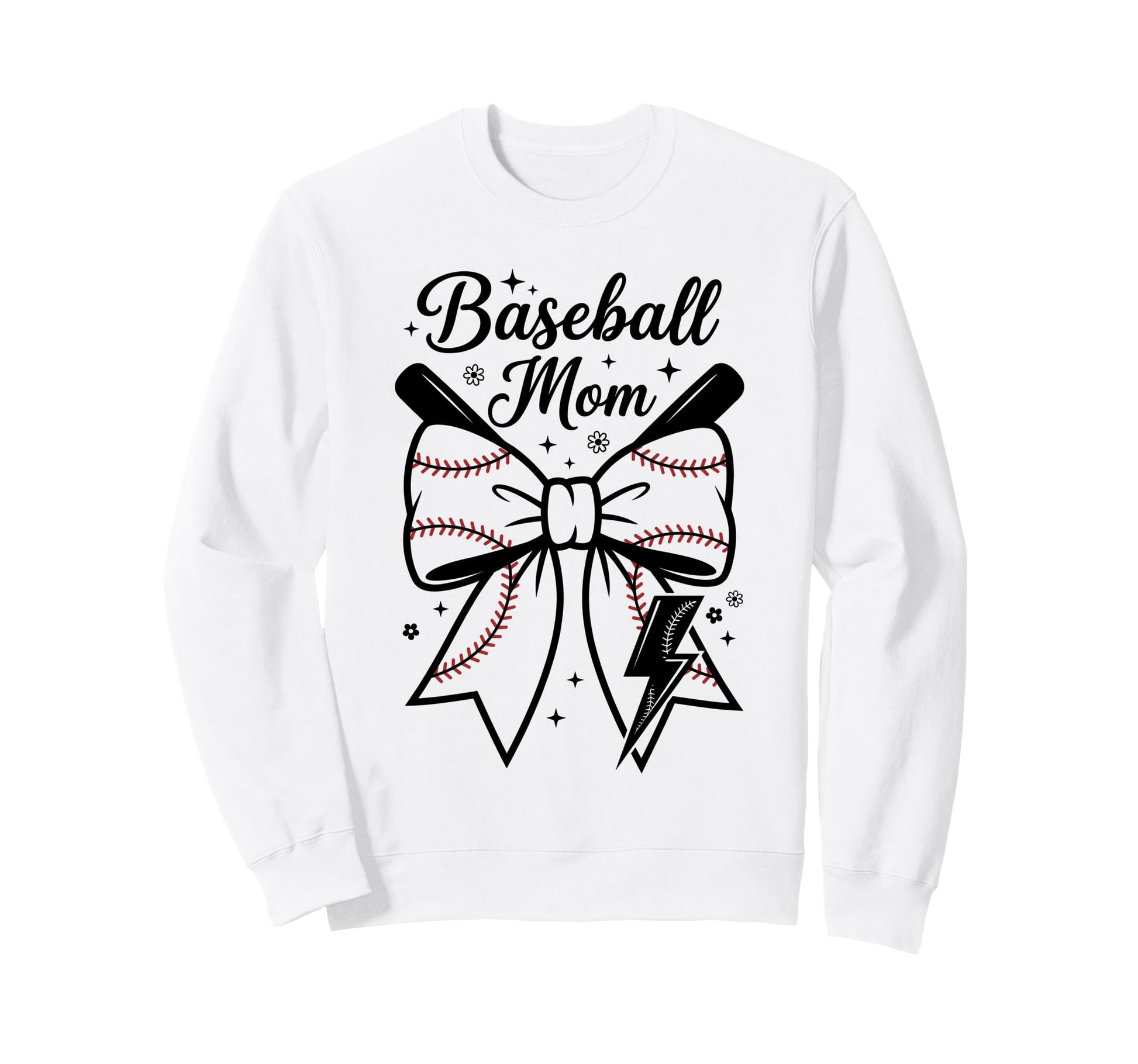 Proud Baseball Mother Bow Bats Sweatshirt - Minimalist Print for Adults - T-Shirt, Sweatshirt, Hoodie