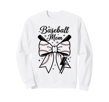 Proud Baseball Mother Bow Bats Sweatshirt - Minimalist Print for Adults - T-Shirt, Sweatshirt, Hoodie