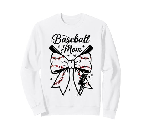 Proud Baseball Mother Bow Bats Sweatshirt - Minimalist Print for Adults - T-Shirt, Sweatshirt, Hoodie