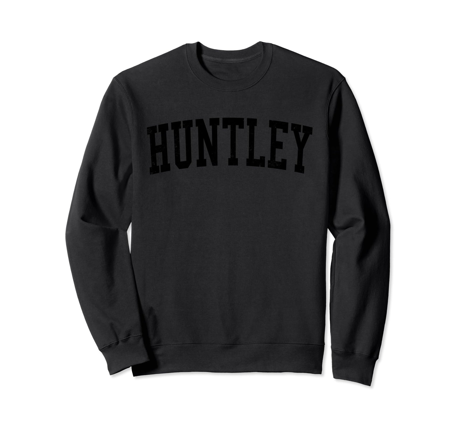Huntley Il Distressed Black Varsity Sweatshirt - Custom Art Print Unisex - T-Shirt, Sweatshirt, Hoodie