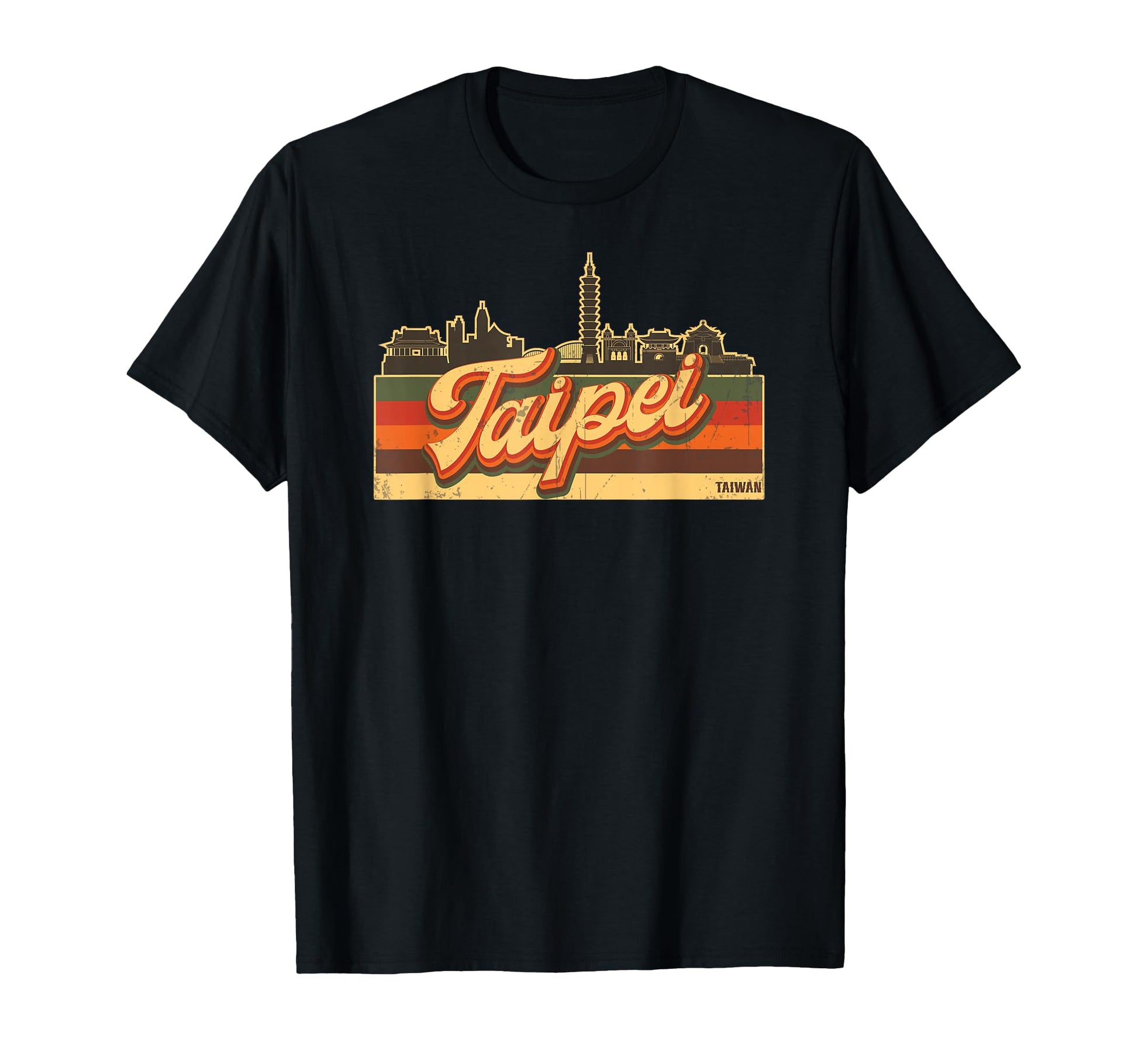 Taipei Skyline Taiwan Stripes Taiwanese T-Shirt - Custom Art Print Unisex - T-Shirt, Sweatshirt, Hoodie