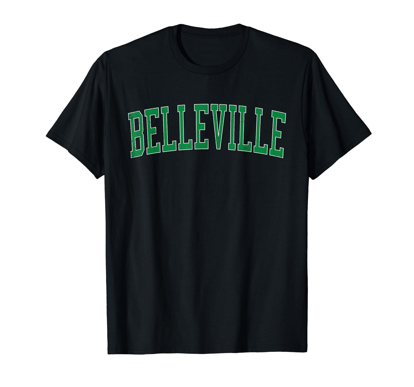 Belleville Il Distressed Green Varsity T-Shirt - Custom Art Print Unisex - T-Shirt, Sweatshirt, Hoodie