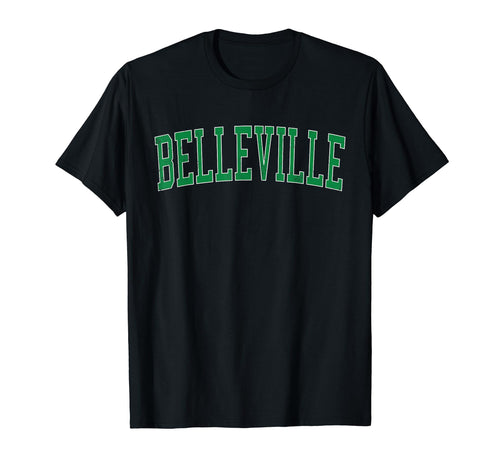 Belleville Il Distressed Green Varsity T-Shirt - Custom Art Print Unisex - T-Shirt, Sweatshirt, Hoodie