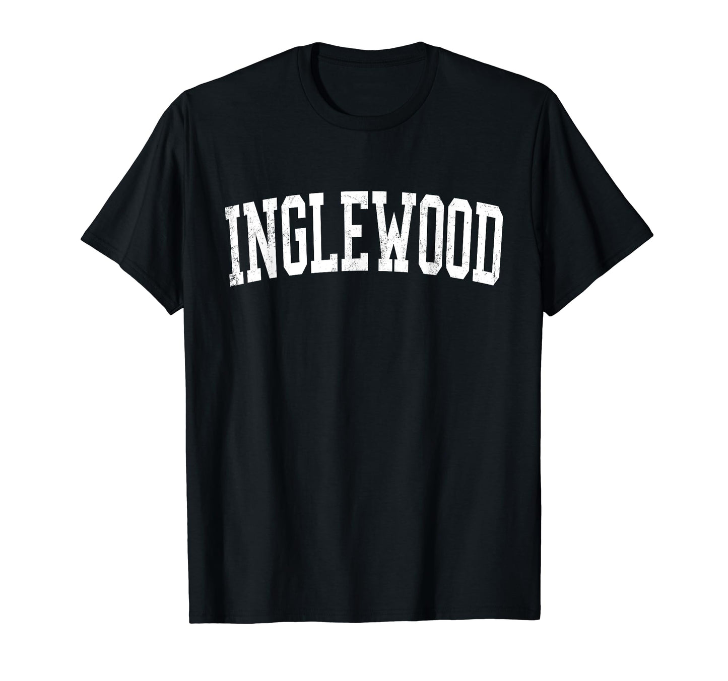 Inglewood Ca Distressed White Varsity T-Shirt - Novelty Apparel Unisex - T-Shirt, Sweatshirt, Hoodie